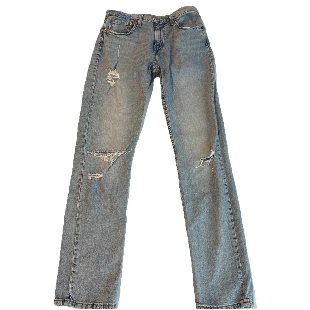 Levis‎ 511 Slim Fit Distressed Light Wash Blue Denim Jeans W32 L32 04511-5529